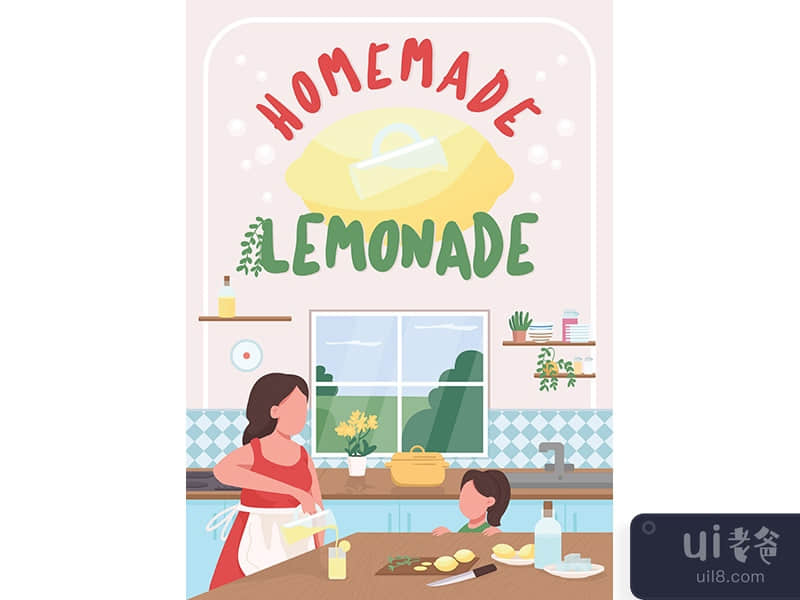 Homemade lemonade flat vector template