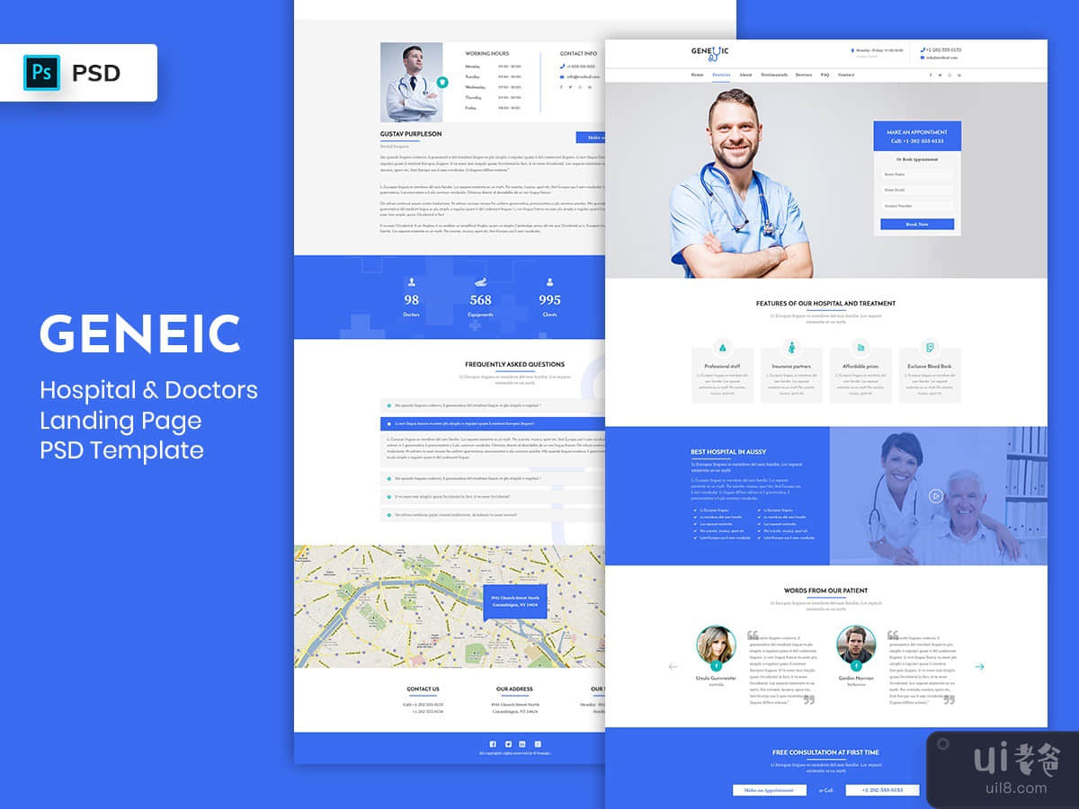Hospital & Doctors Landing Page PSD Template