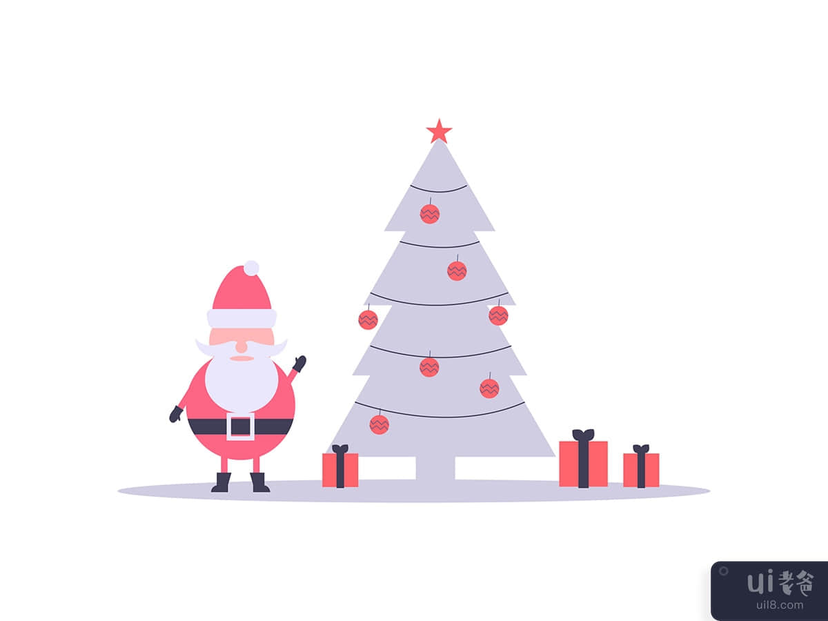 Christmas santa with tree illustration