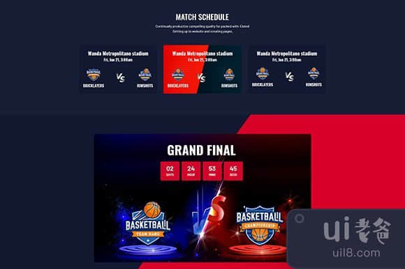 篮球运动俱乐部网页模板(Basketball Sport Club Web Template)插图