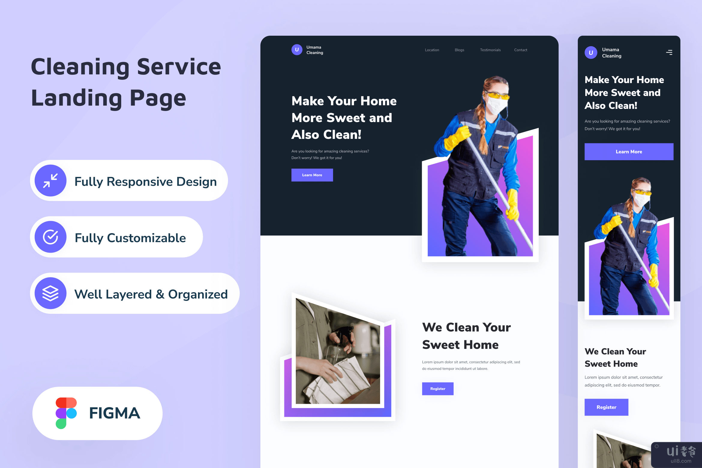 清洁服务登陆页面(Cleaning Service Landing Page)插图2