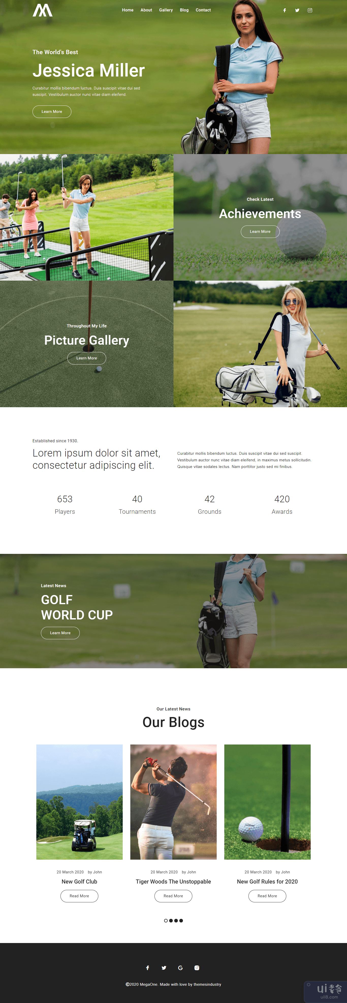高尔夫球手网页模板(Golf Player Web Template)插图