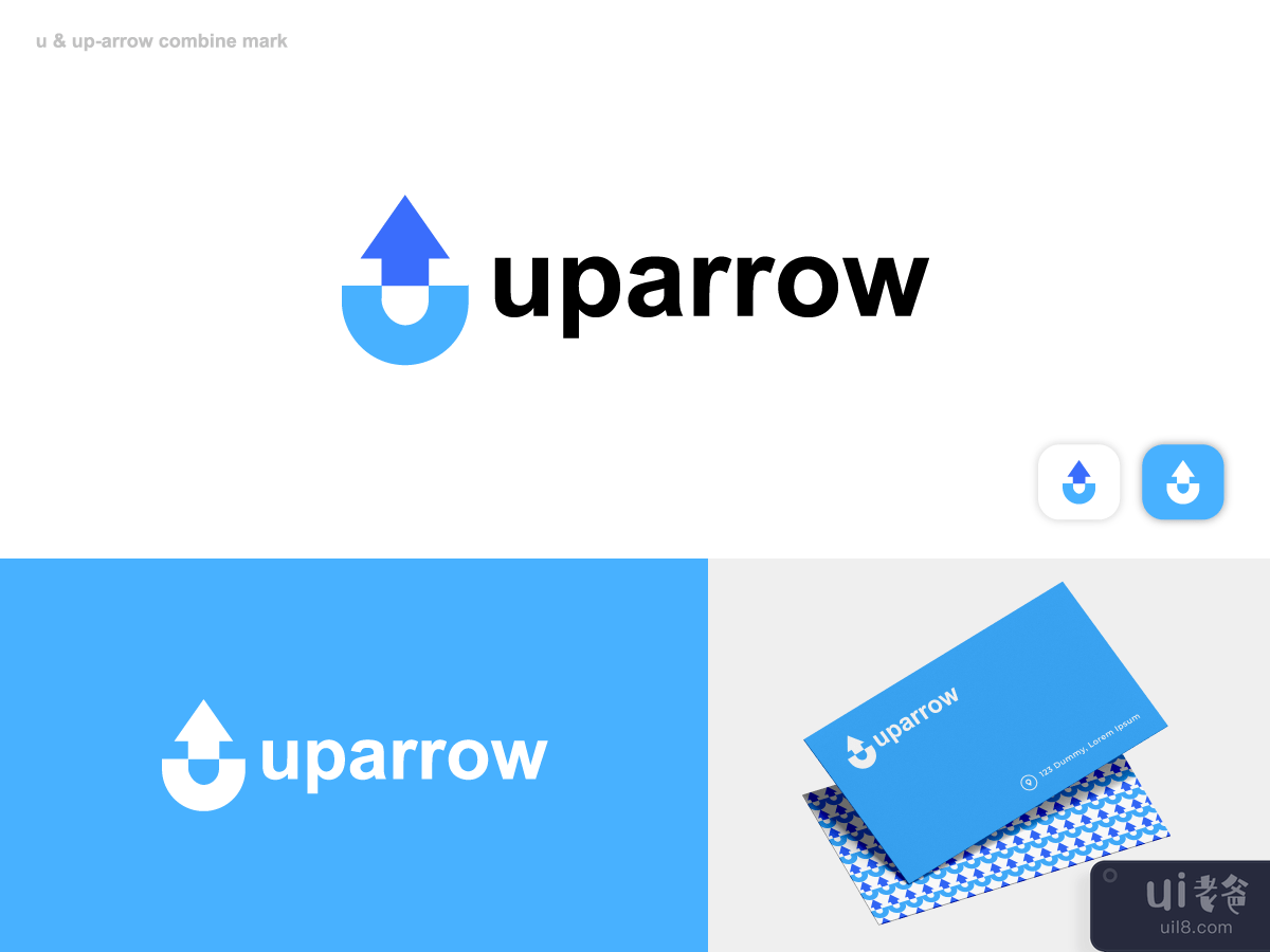UpArrow Logo Design- U & Up-Arrow combine mark