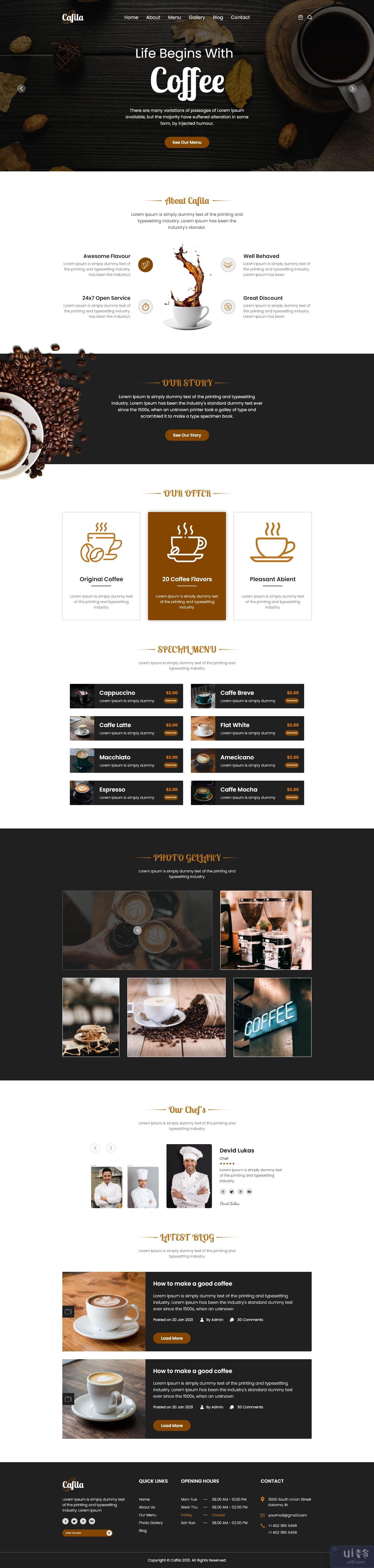 咖啡店网页模板(Coffee Shop Web Templates)插图