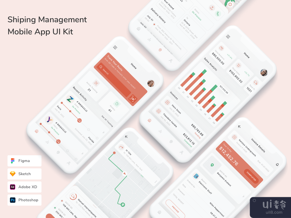Shiping Management Mobile App UI Kit