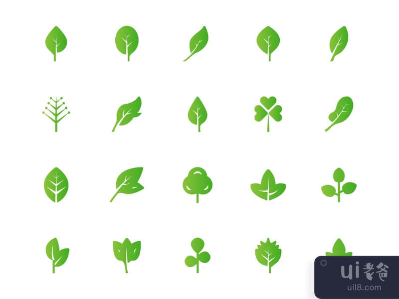 Gradient solid leaf icon