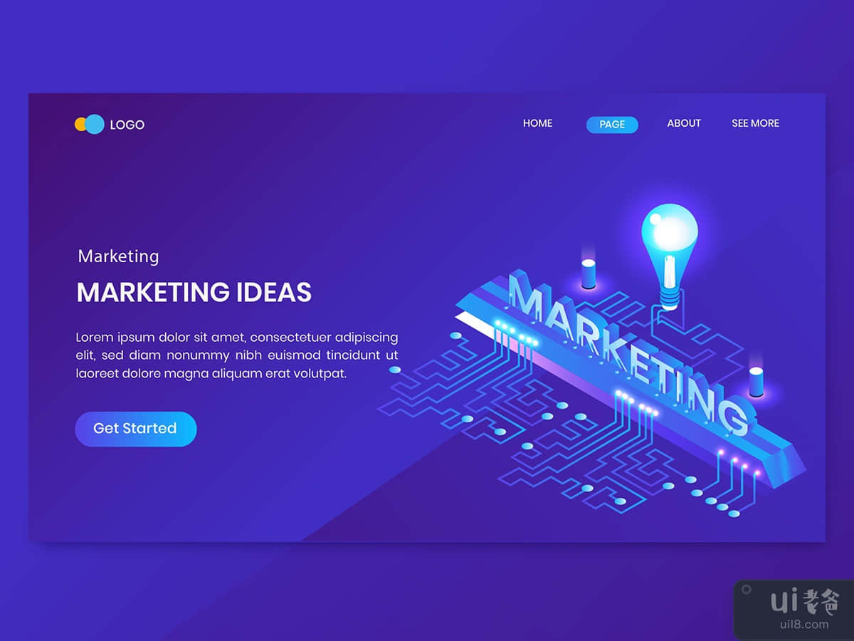 Idea Marketing Isometric Concept Landing Page