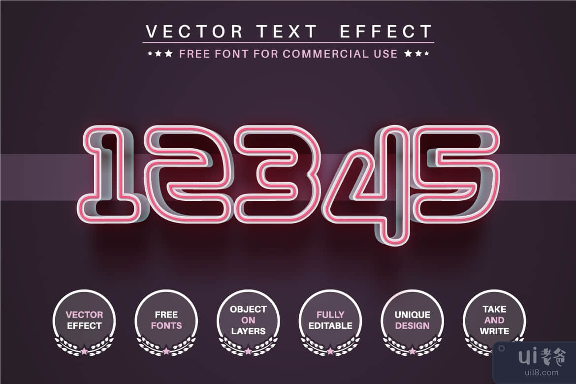霓虹灯线 - 可编辑的文本效果、字体样式(Neon line - editable text effect, font style)插图3
