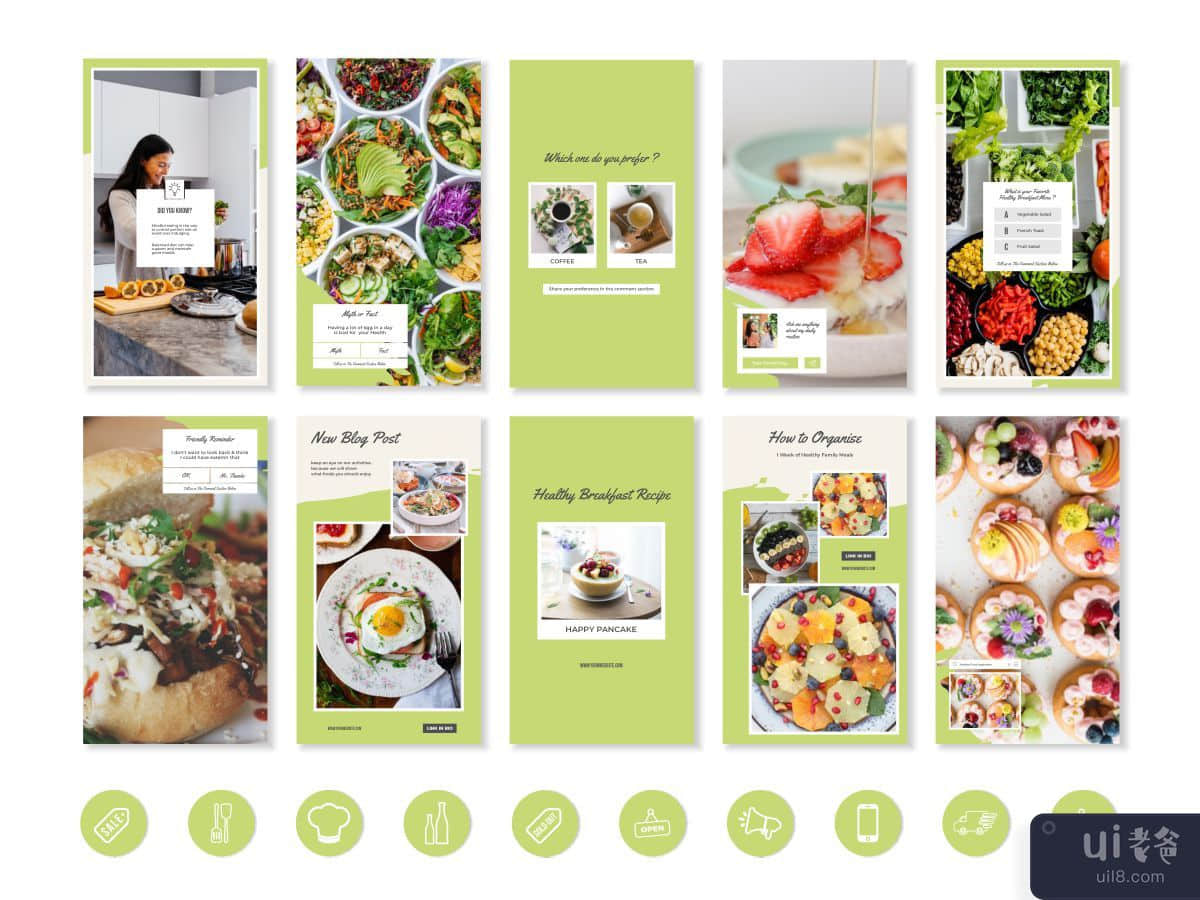 Instagram 营销模板 - 美食博主、餐厅、社交媒体模板(Instagram Marketing Templates - Food Blogger, Restaurant, Social Media Template)插图1