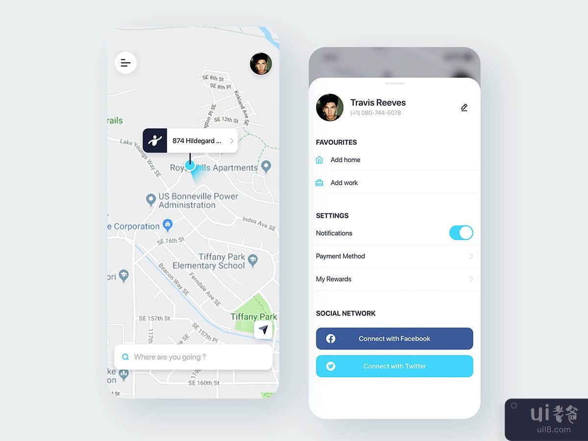 Profile screen - Car Sharing mobile UI Kit