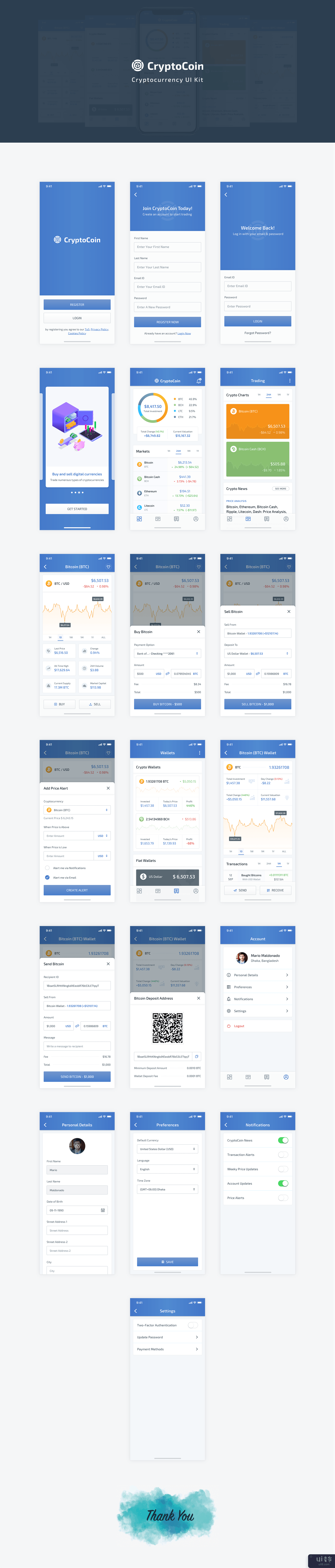 CryptoCoin 加密货币 UI 套件(CryptoCoin Cryptocurrency UI Kit)插图