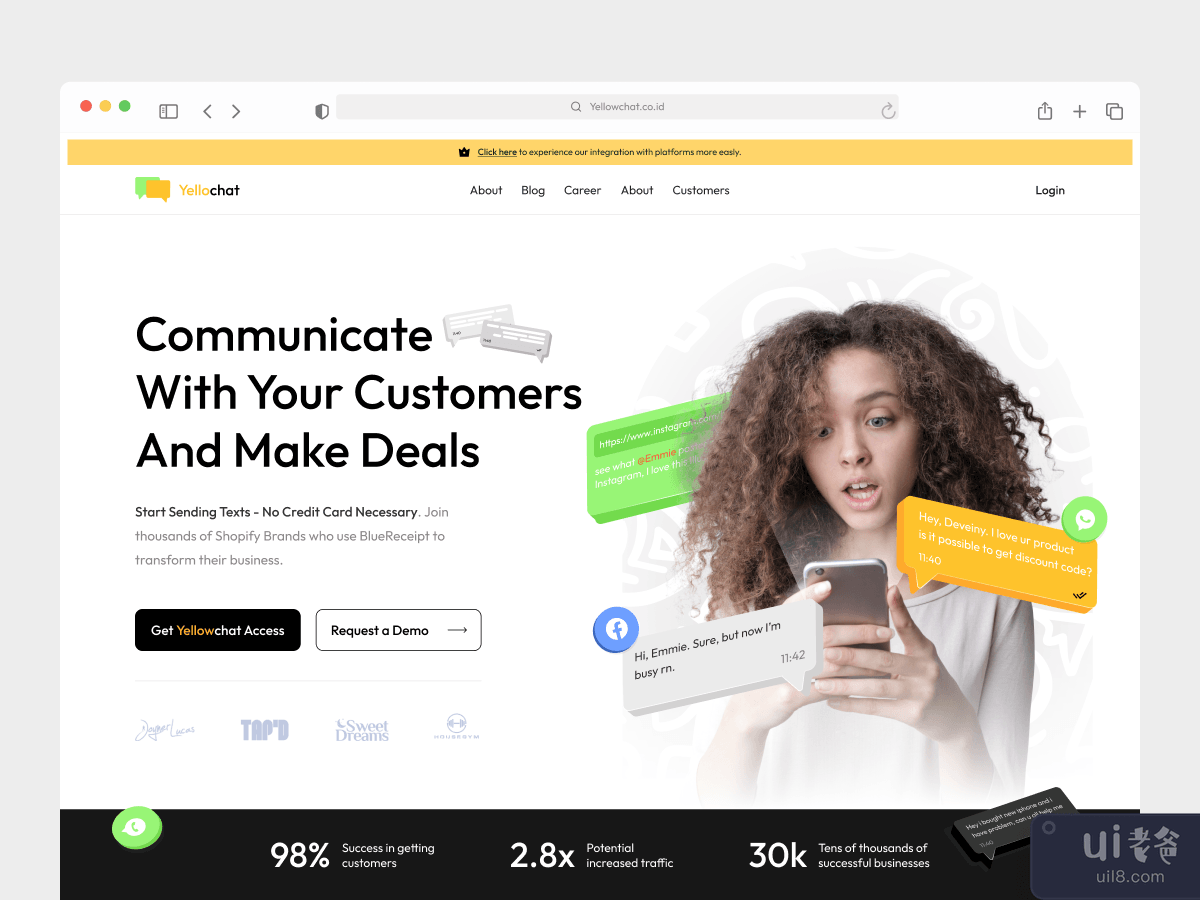 Yellochat - Chatting Landing Page for Business Consultation