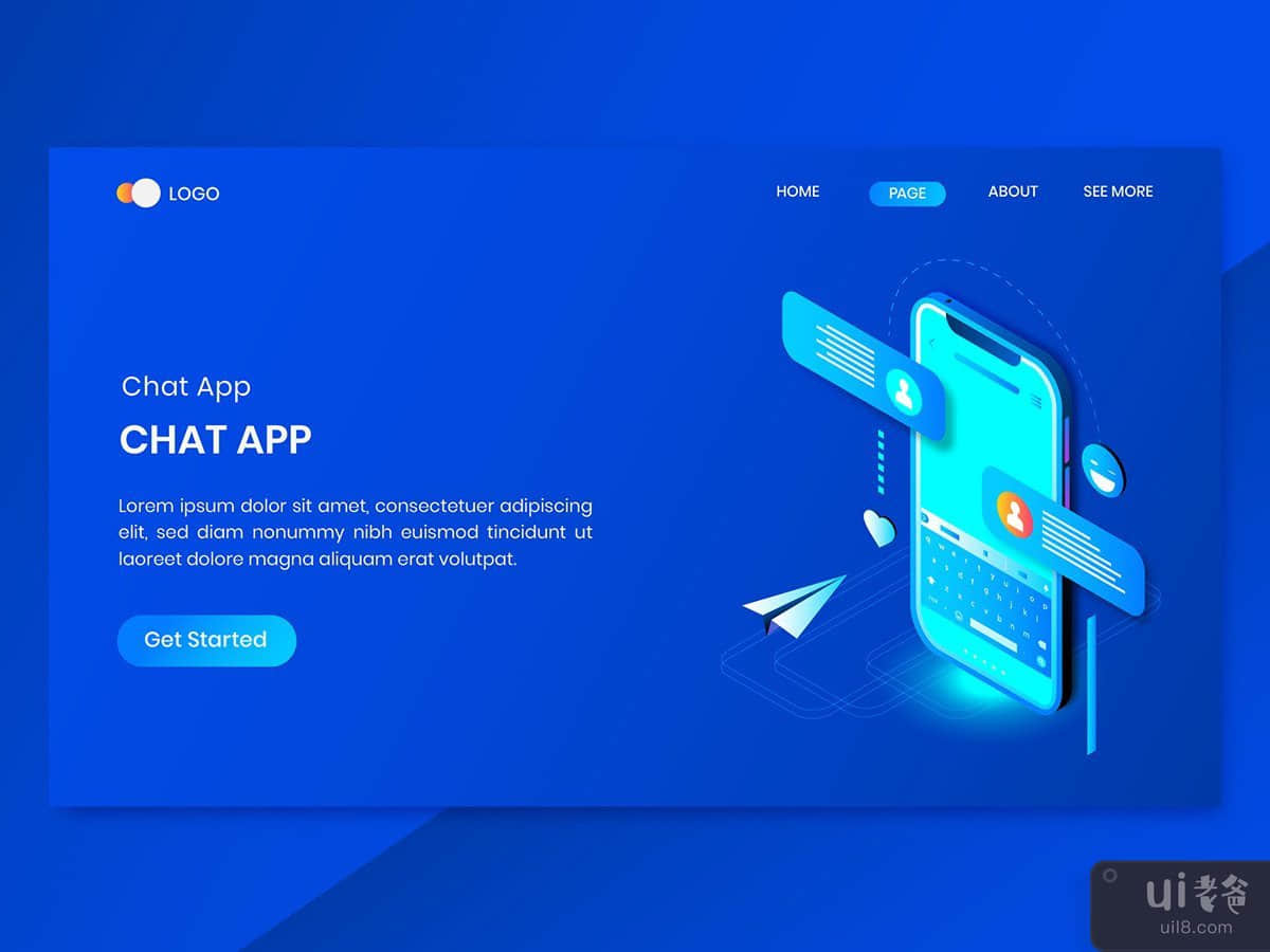 Application Chat Mobile Isometric Concept Landing Page