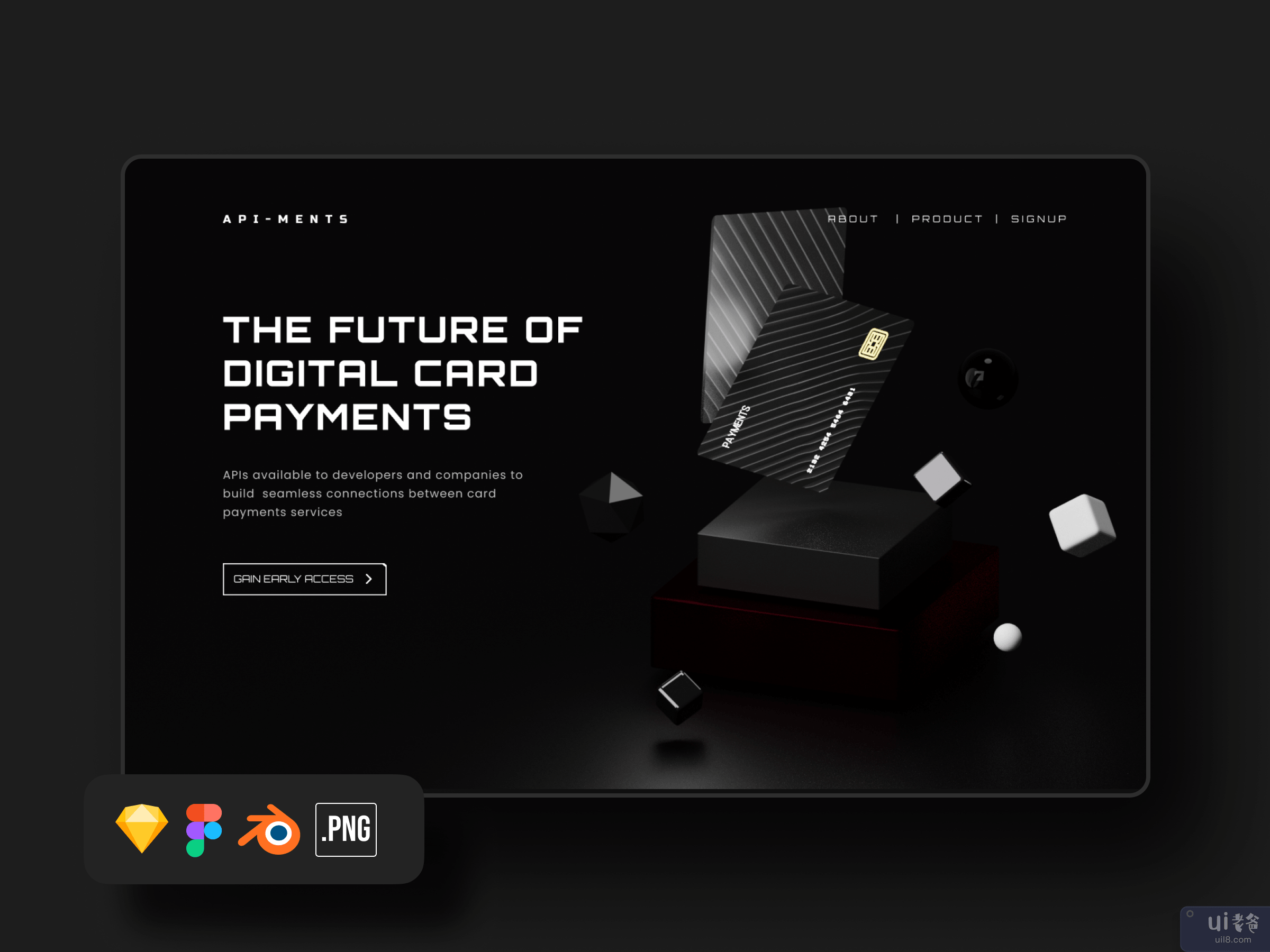 登陆页面英雄的 3D 卡片插图(3D Card Illustration for Landing Page Hero)插图