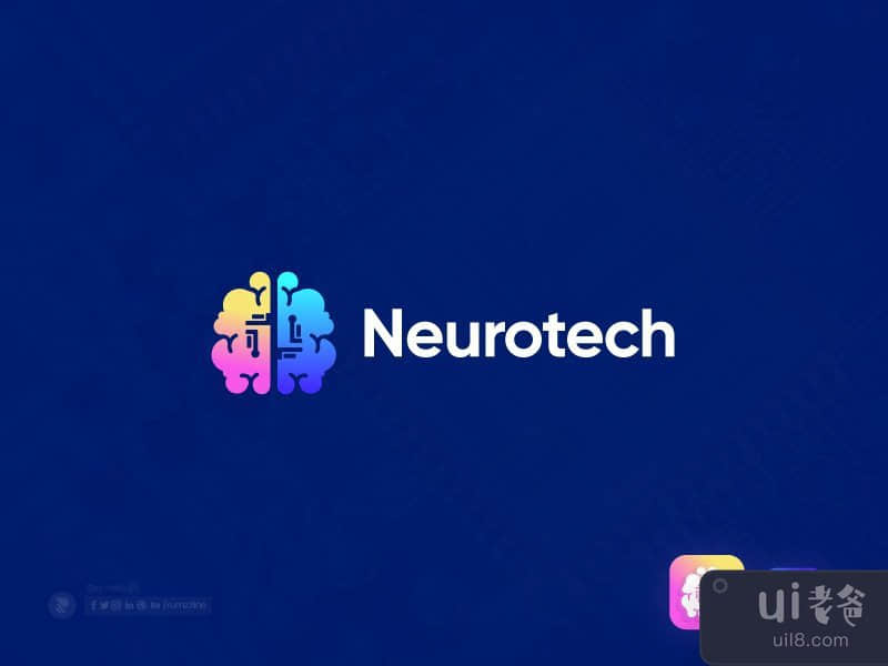 现代科技标志-标志设计模板-现代大脑标志-创新标志(modern tech logo - logo design template - modern brain logo - innovation logo)插图