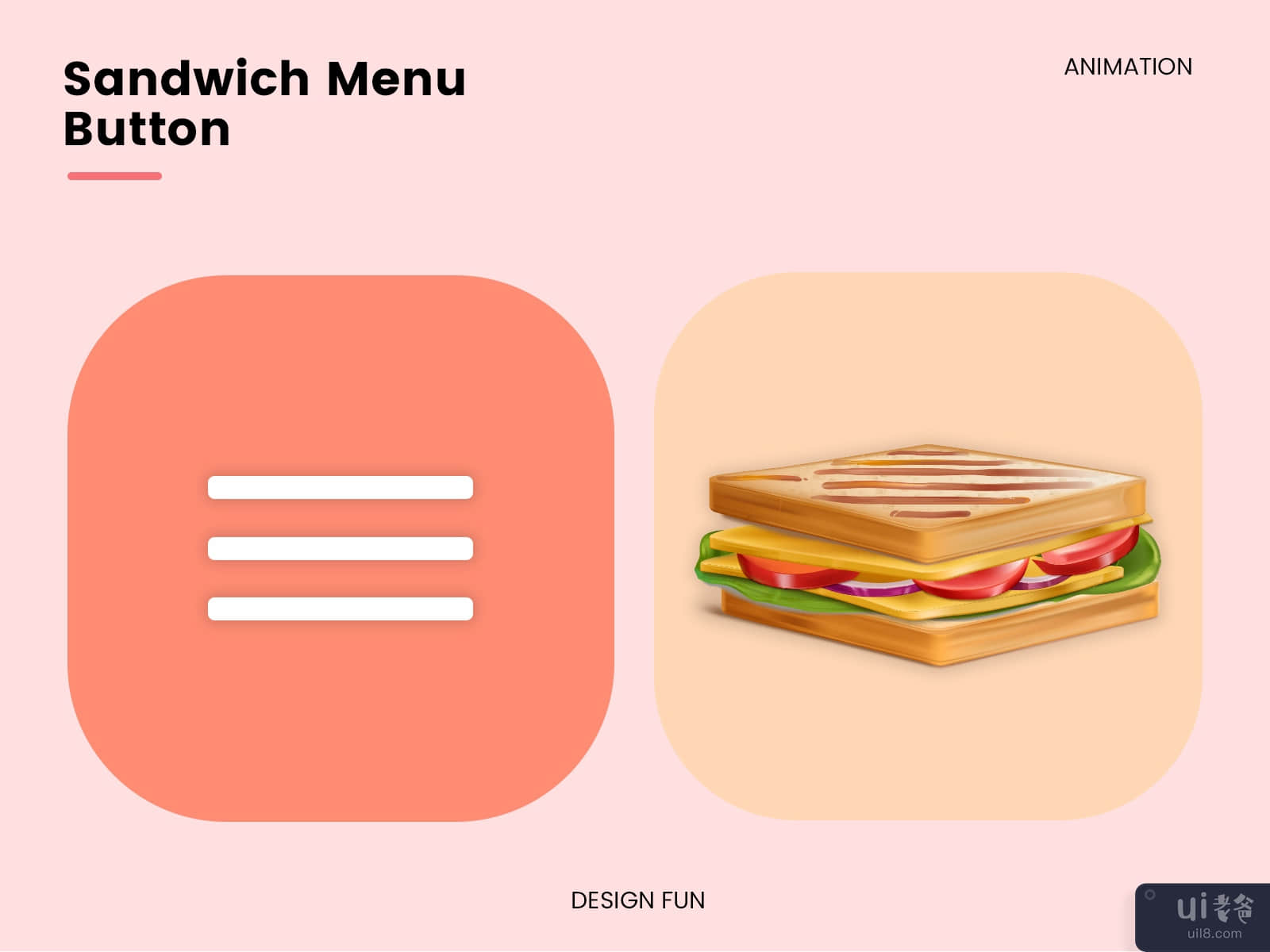 Sandwich Menu Button Design for Mobile and Landing Page