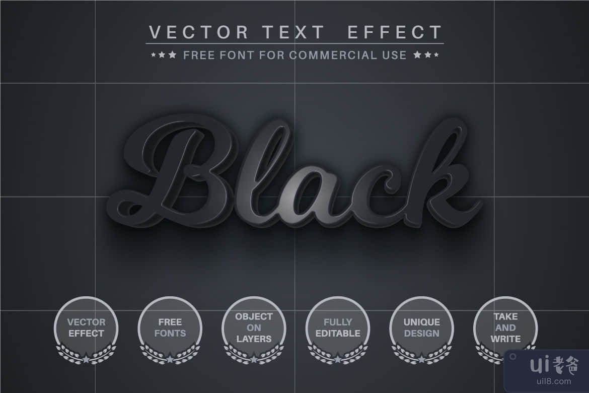 黑色橡胶 - 可编辑的文本效果、字体样式(Black rubber - editable text effect, font style)插图