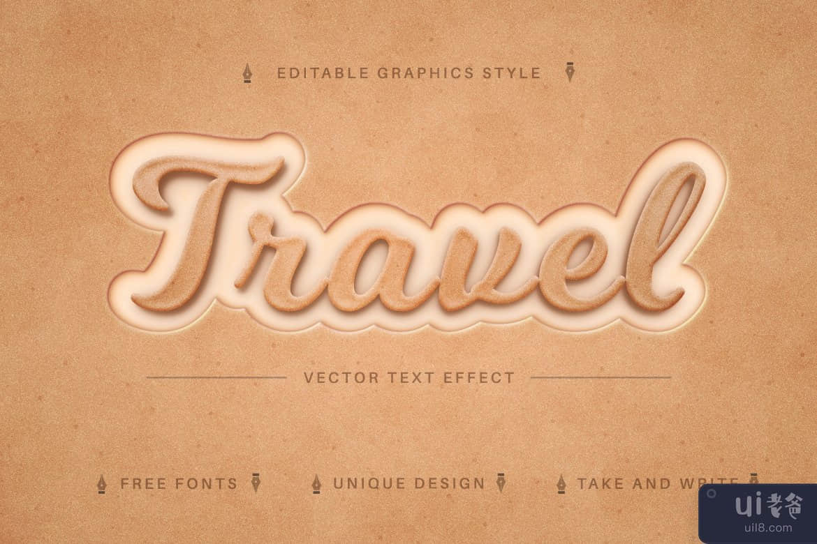 Sandy Beach - 可编辑的文字效果，字体样式(Sandy Beach - Editable Text Effect, Font Style)插图3