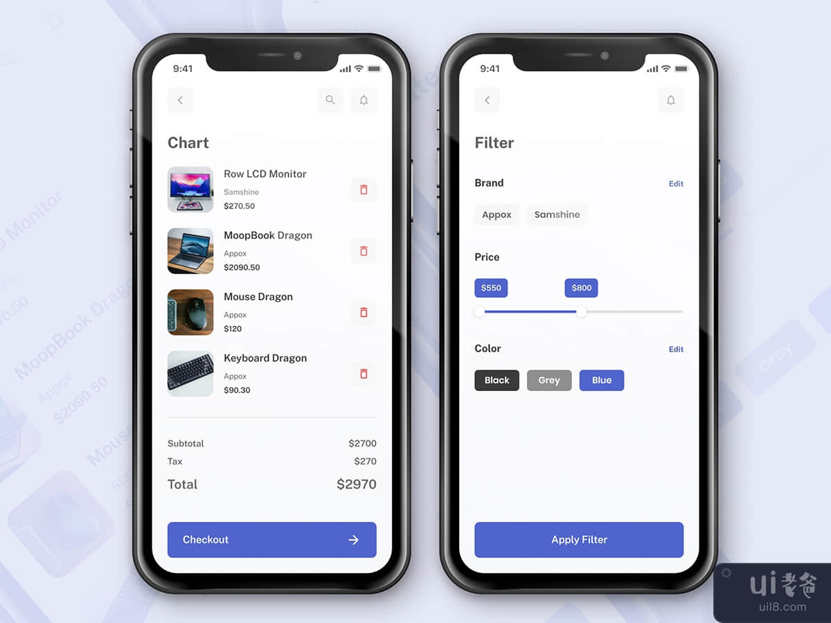 Product and Filter Page App Concept