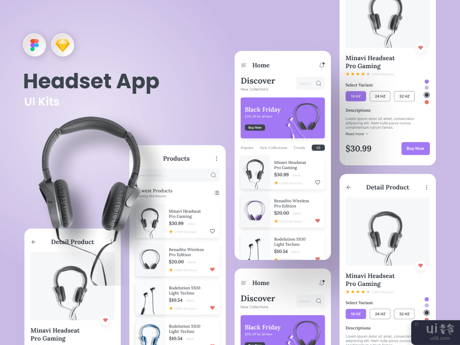 耳机应用程序 UI 套件(Headset App Ui Kits)插图