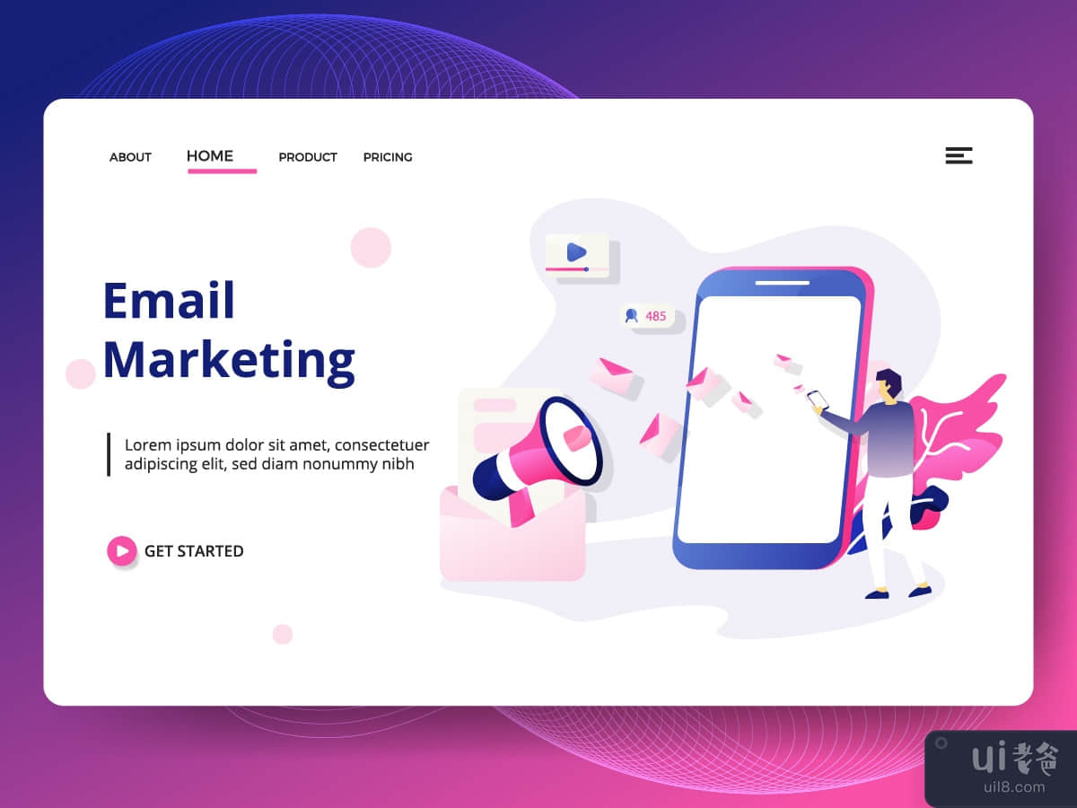 Landing page template of Email Marketing