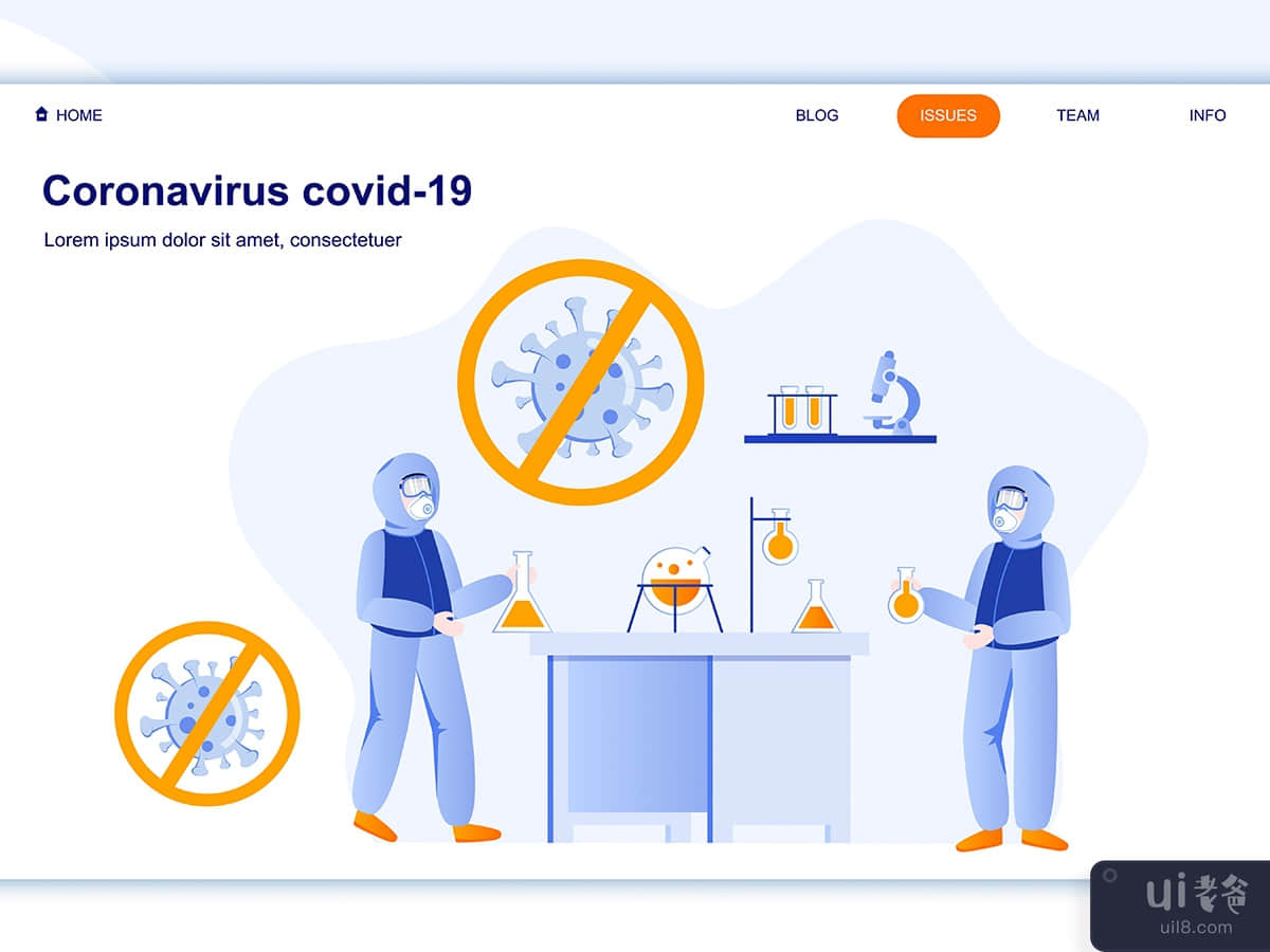 Coronavirus Covid-19 Landing Page Flat Concept