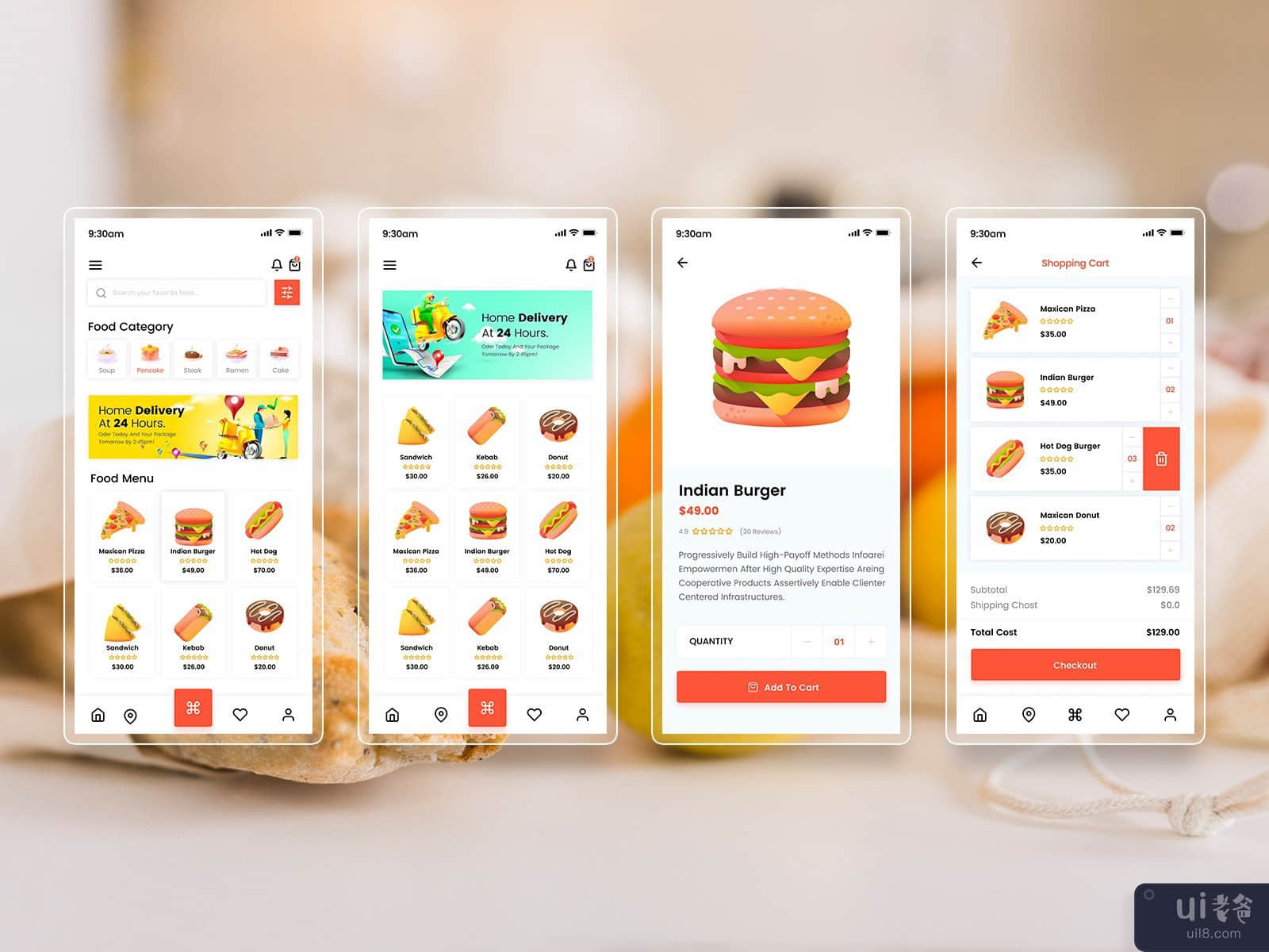 FoodLover - Figma 的送餐 UI 套件(FoodLover - Food Delivery UI Kit For Figma)插图