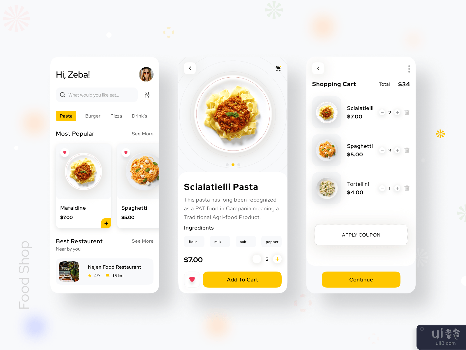 食品和餐厅应用程序(Food & Restaurant App)插图