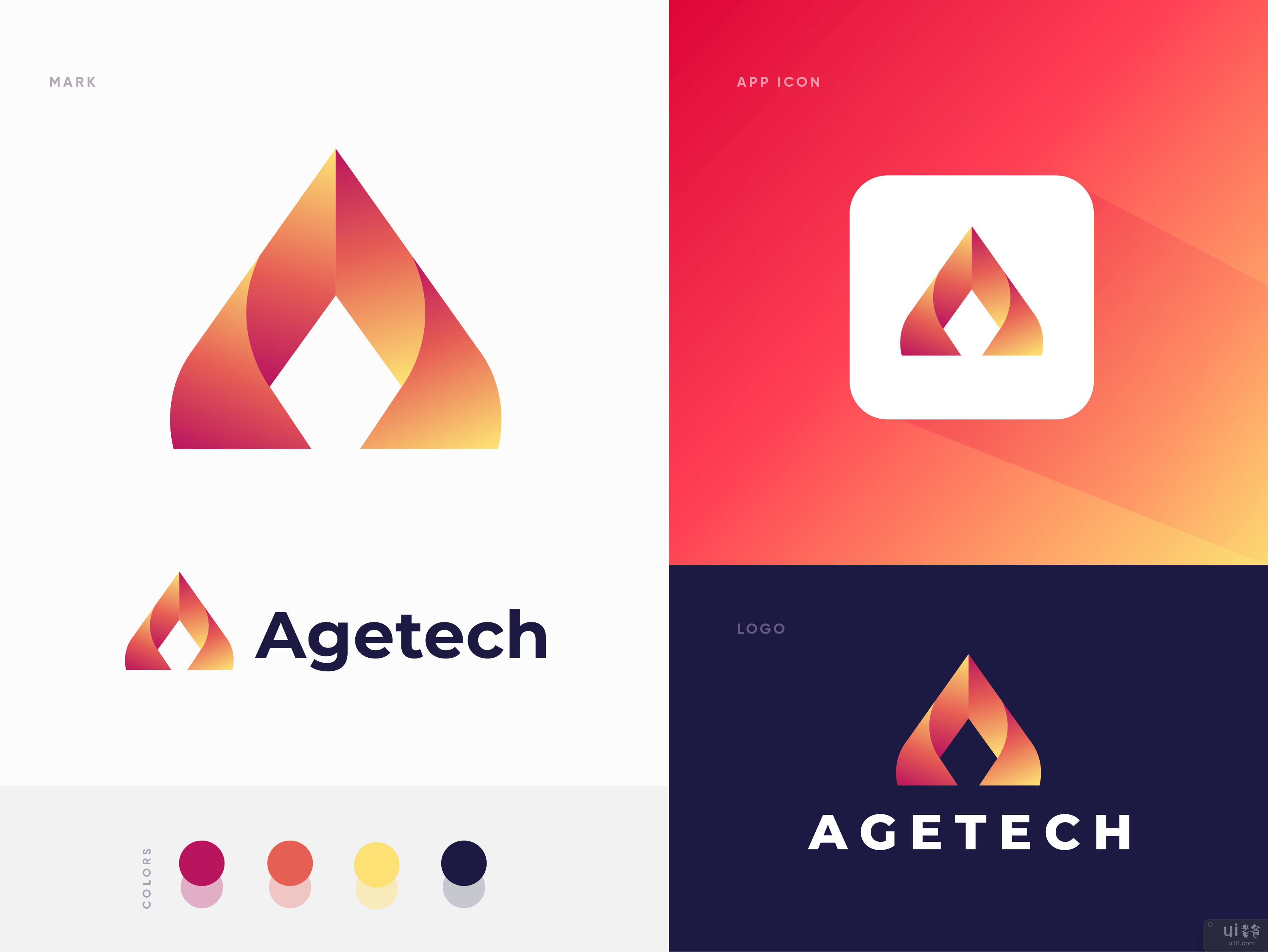 Agetech A 字母标记徽标(Agetech A Letter mark logo)插图