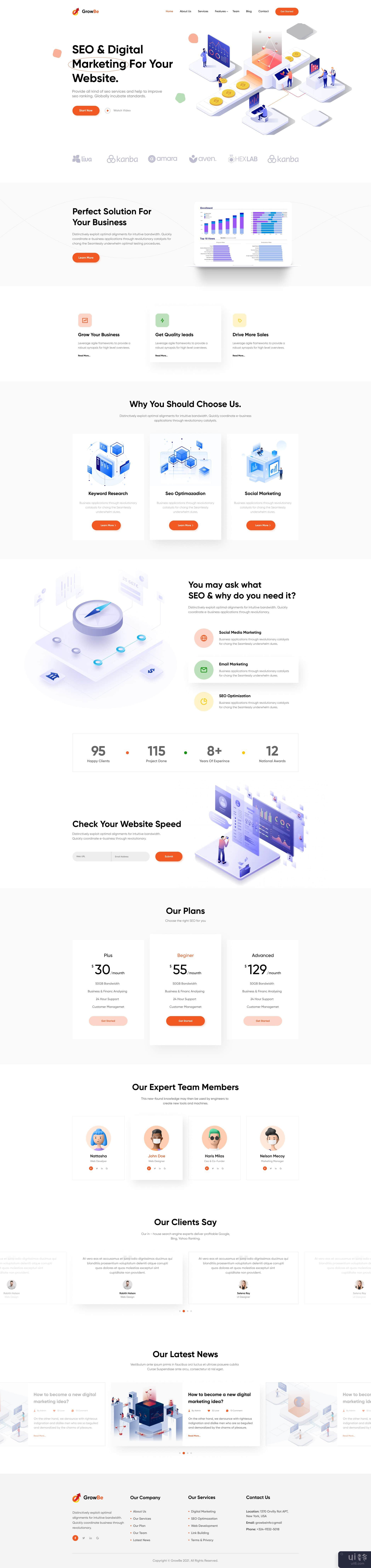 GrowBe - SEO 和数字营销登陆页面(GrowBe - SEO & Digital Marketing Landing Page)插图