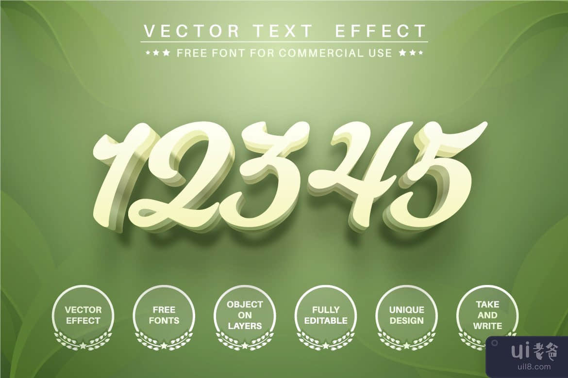 绿叶 - 可编辑的文本效果、字体样式(Green leaf - editable text effect,  font style)插图3
