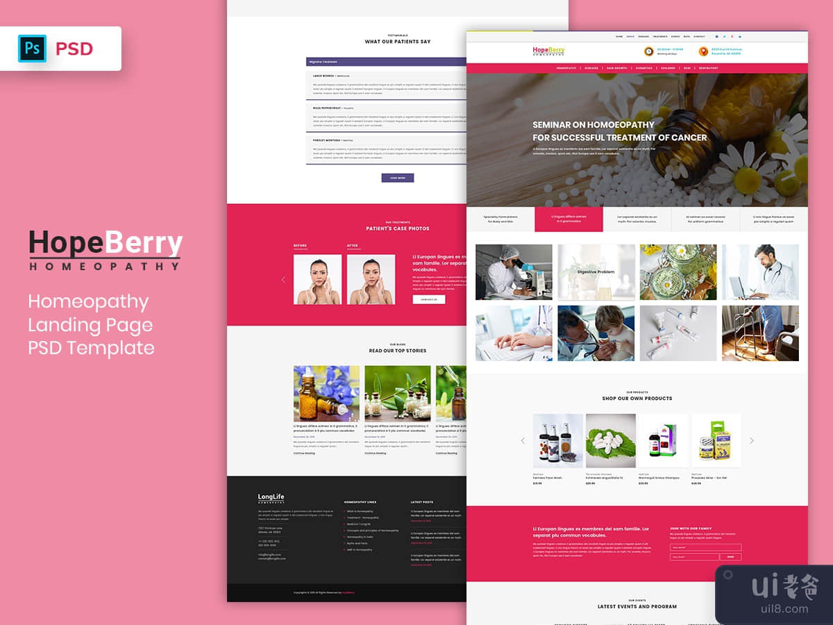Homeopathy Landing Page PSD Template