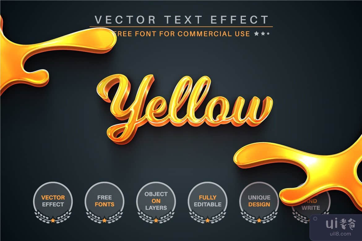 Golden Honey - 可编辑的文字效果，字体样式(Golden Honey - Editable Text Effect, Font Style)插图1