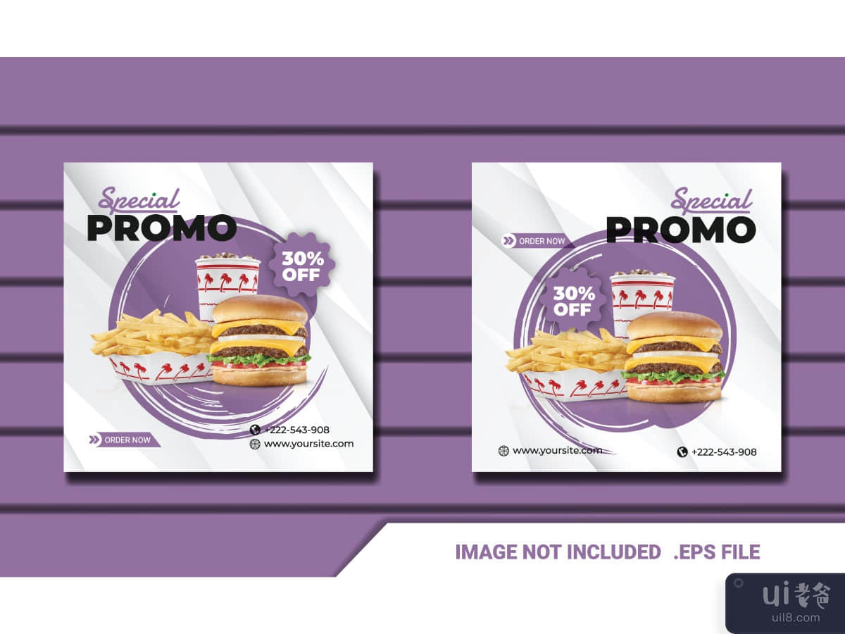社交媒体发布食物汉堡(social media post food burger)插图1