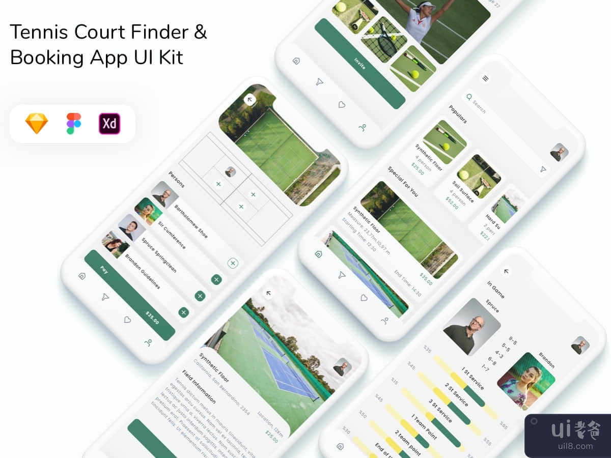 Tennis Court Finder & Booking App UI Kit