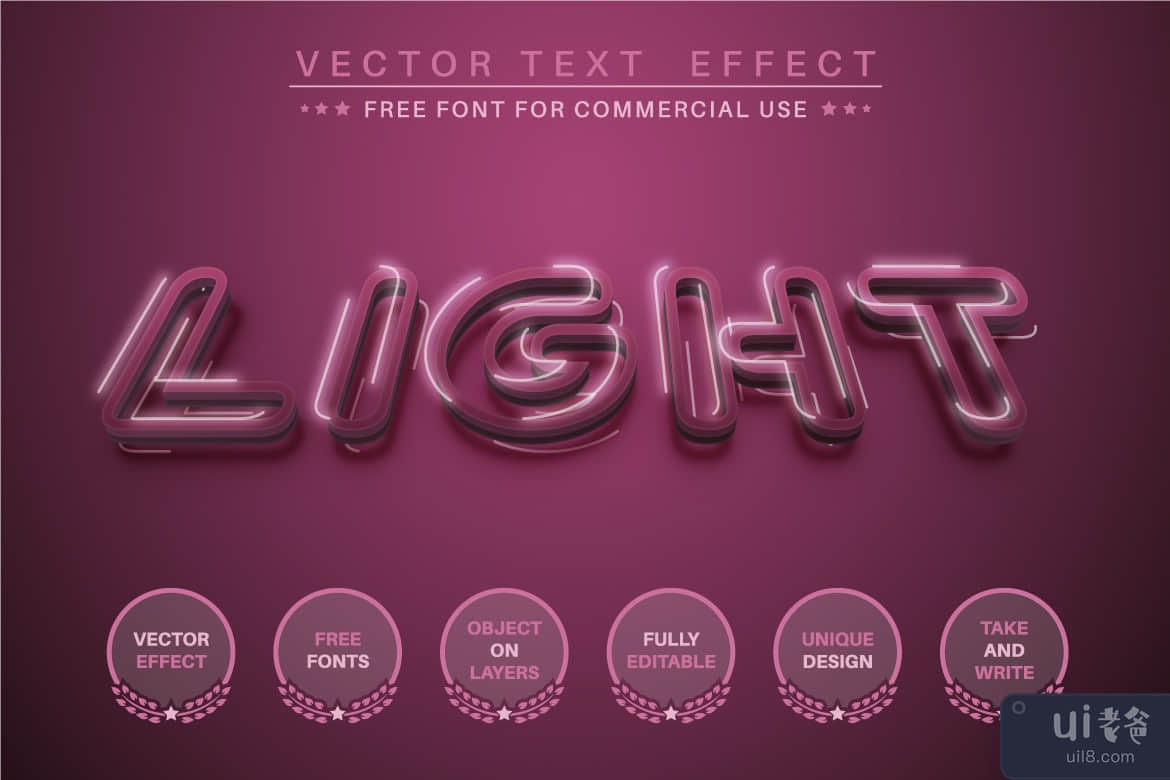 粉红色 - 可编辑的文本效果、字体样式(Pink - editable text effect, font style)插图2