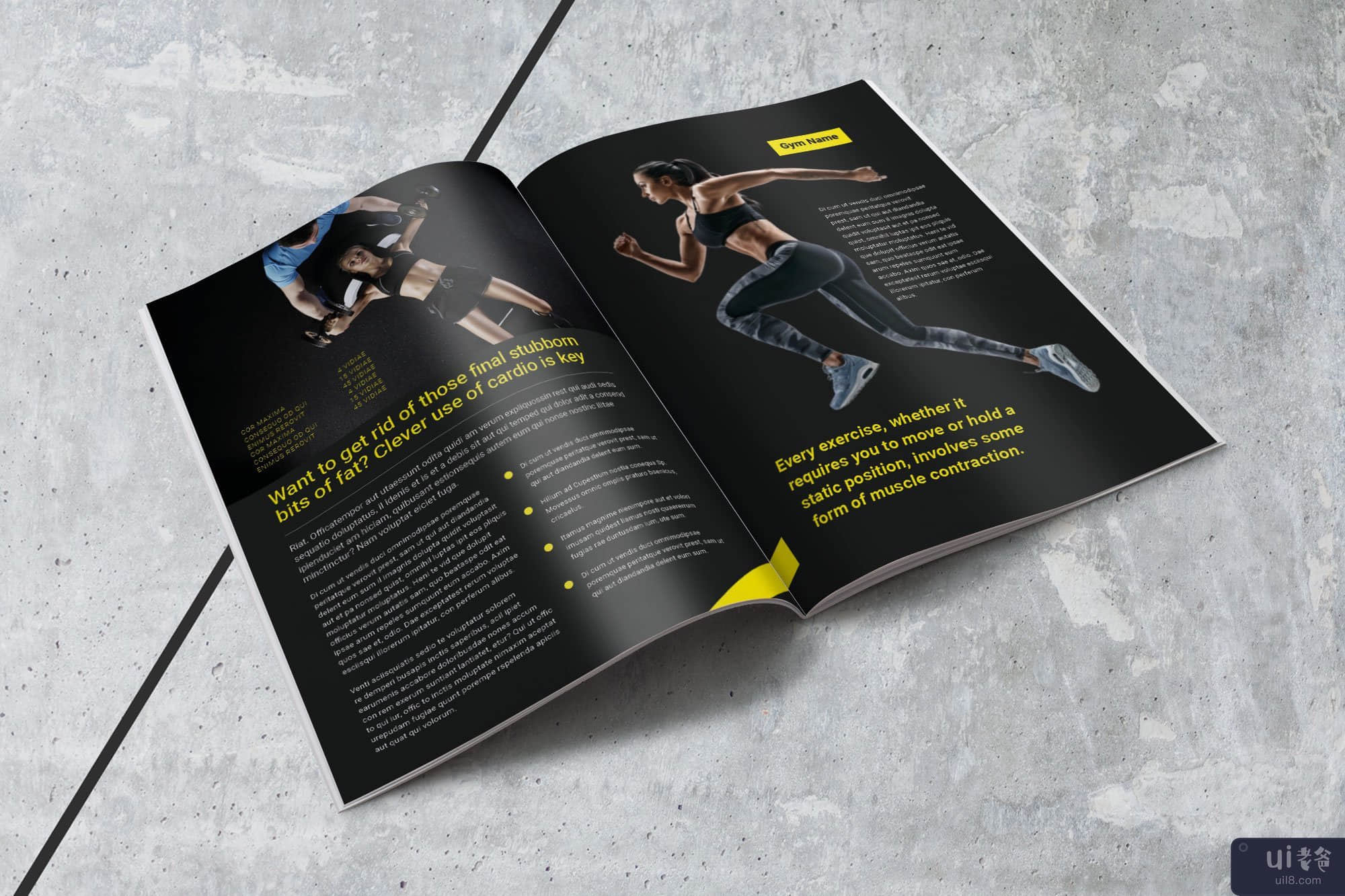 健身双折宣传册模板(Fitness Bi fold Brochure Template)插图3