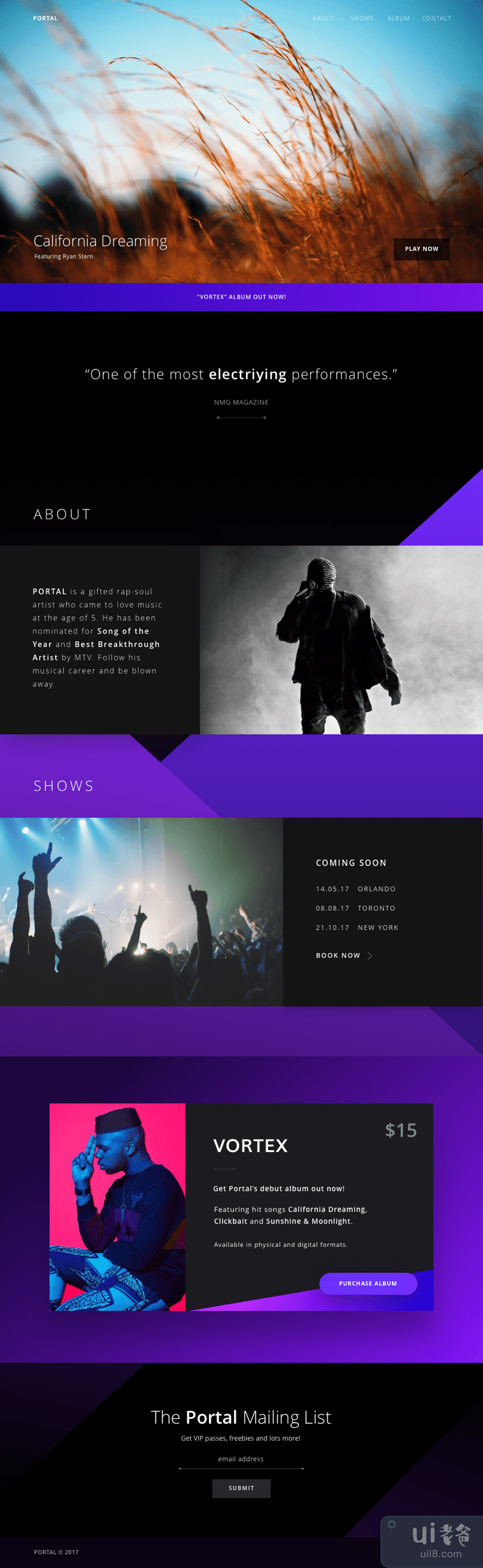 艺术家和音乐家网页模板(Artist & Musician Web Template)插图1