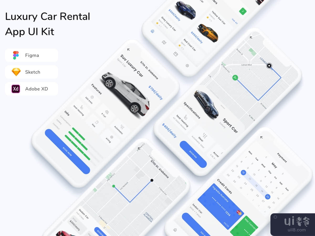 Luxury Car Rental App UI Kit