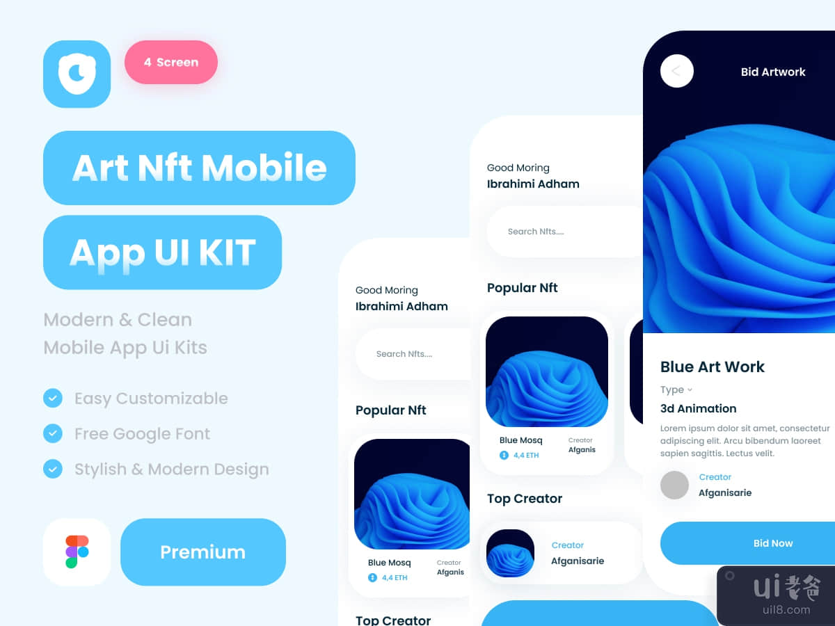 ART Nft mobile app ui kit design