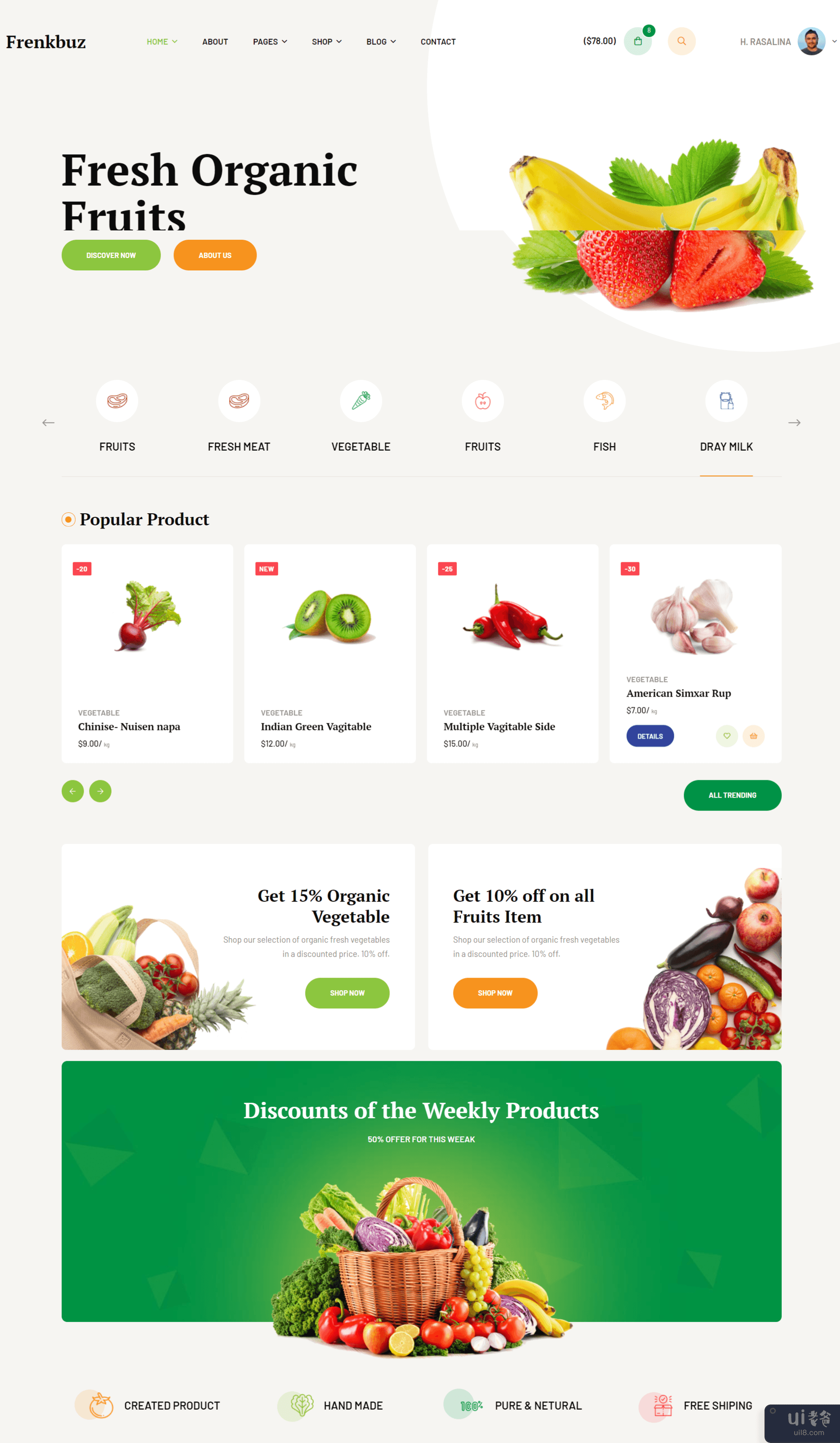 Frenkbuz - 新鲜有机水果网页模板(Frenkbuz - Fresh Organic Fruits Web template)插图1