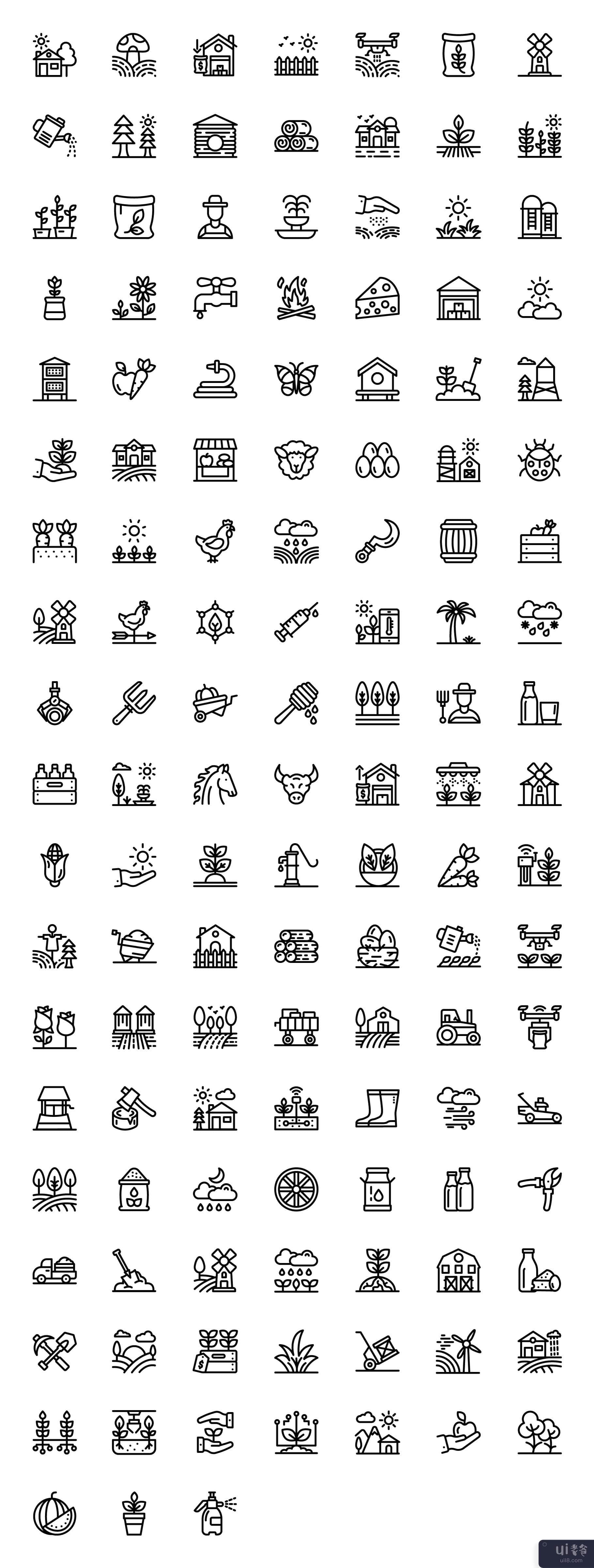 129 农业线性图标(129 Agriculture Linear Icons)插图