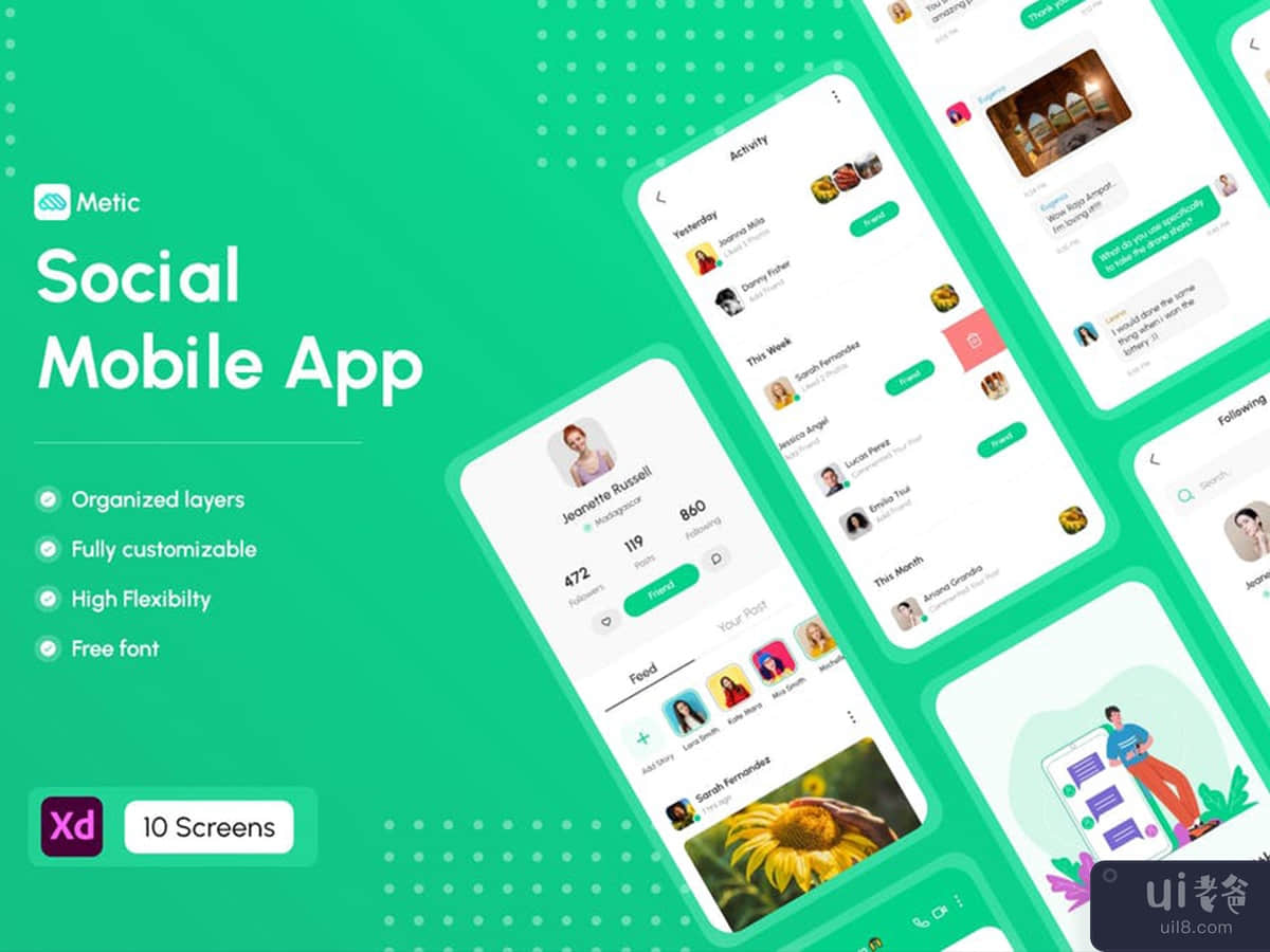 Metic - Social Media Mobile App UI Kit