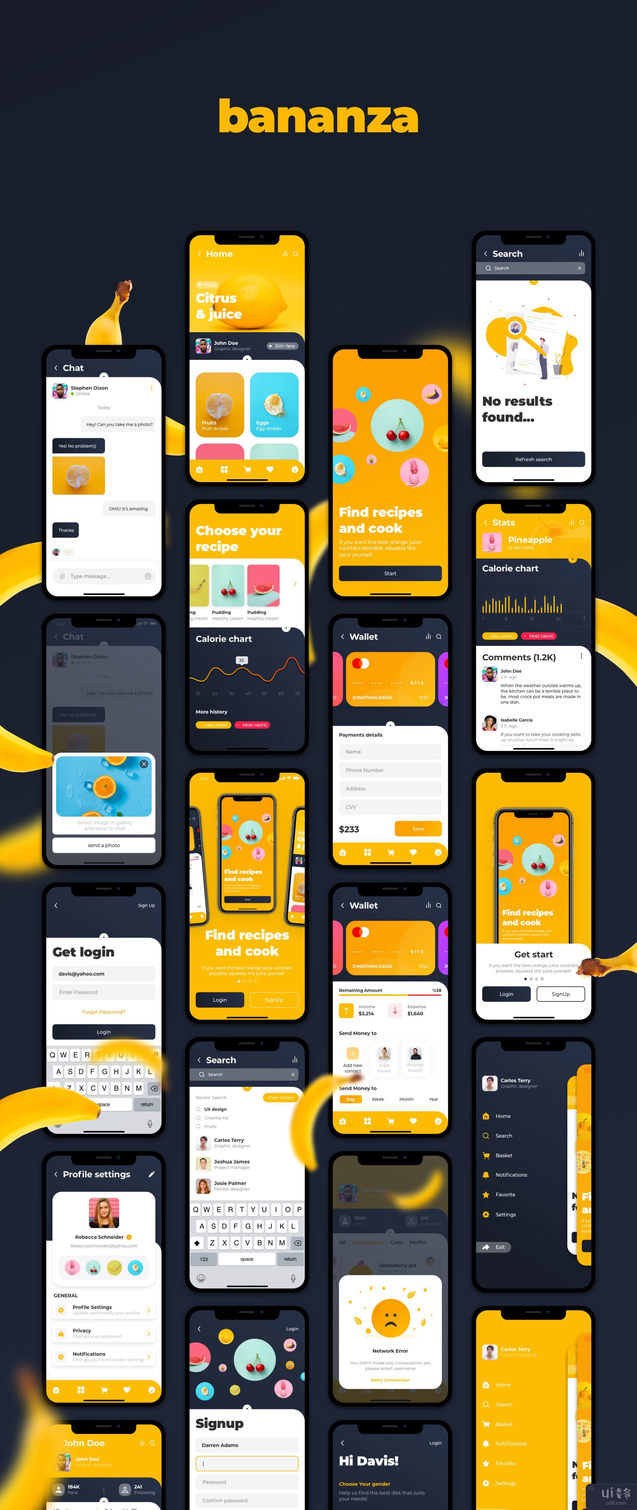 Bananza - 食品和营养 UI 套件(Bananza - food & nutrition UI KIT)插图1