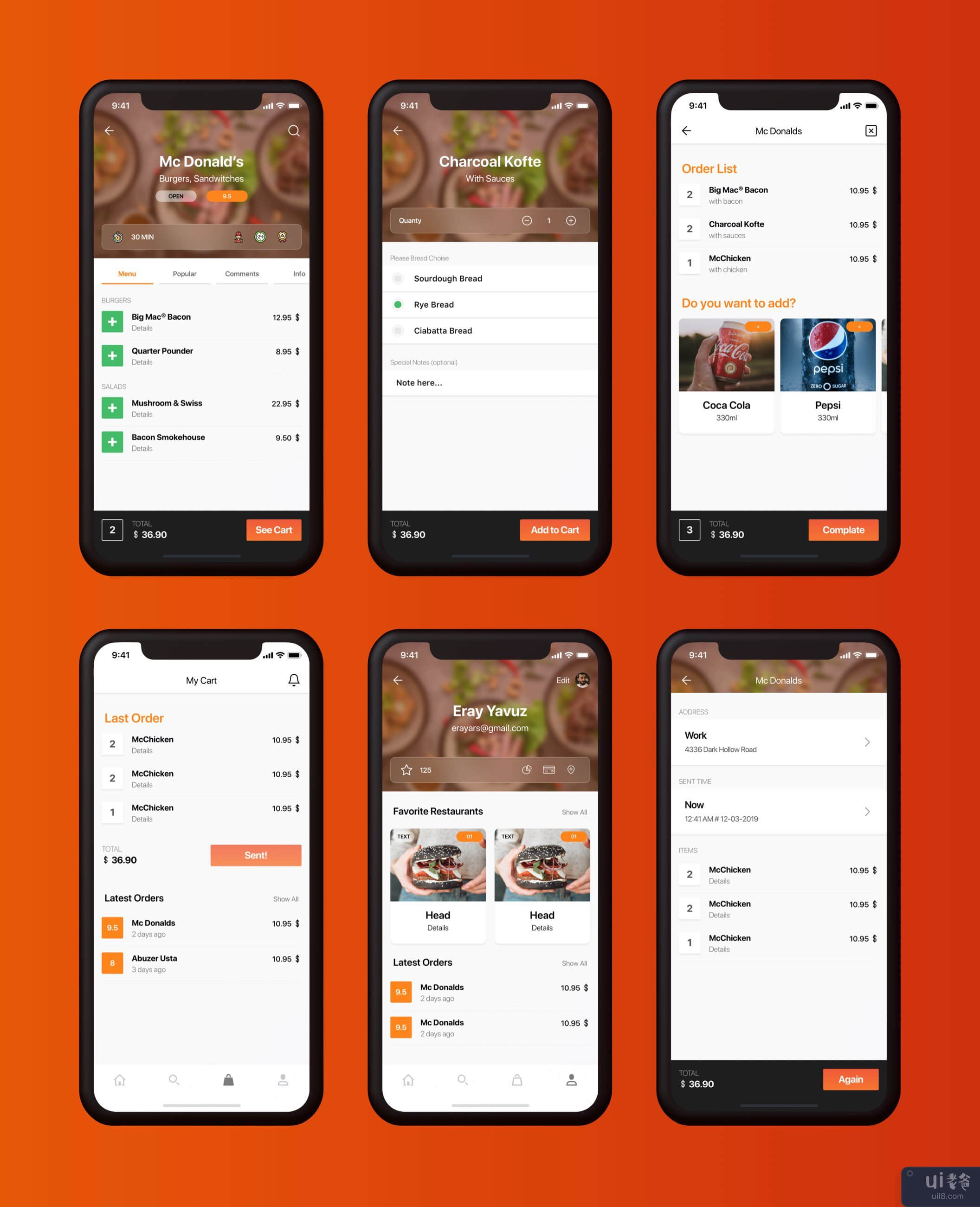 Lahmacun - 送餐移动应用程序 UI 套件(Lahmacun - Food Delivery Mobile App UI Kit)插图1