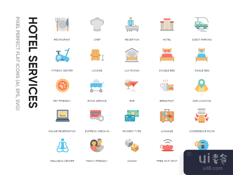 Flat Icon - hotel services