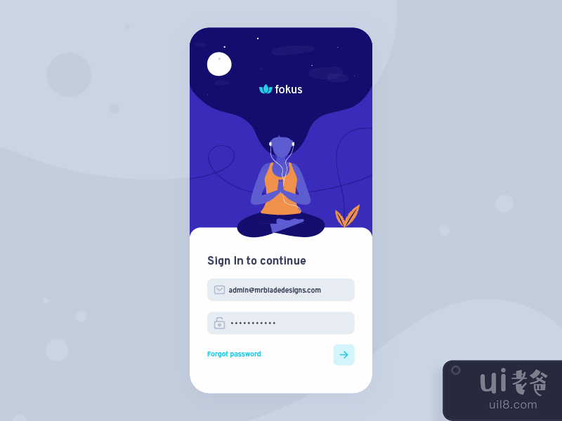 冥想应用程序 UI 套件 |福库斯(UI Kit for Meditation App | Fokus)插图1