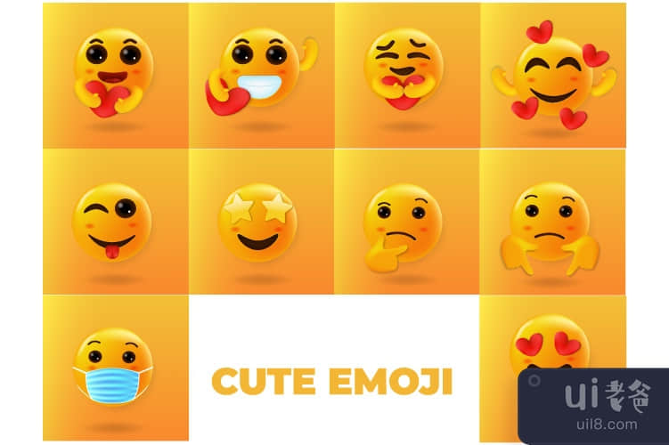 像可爱的 3d 表情符号集合(like cute 3d Emoji collection)插图