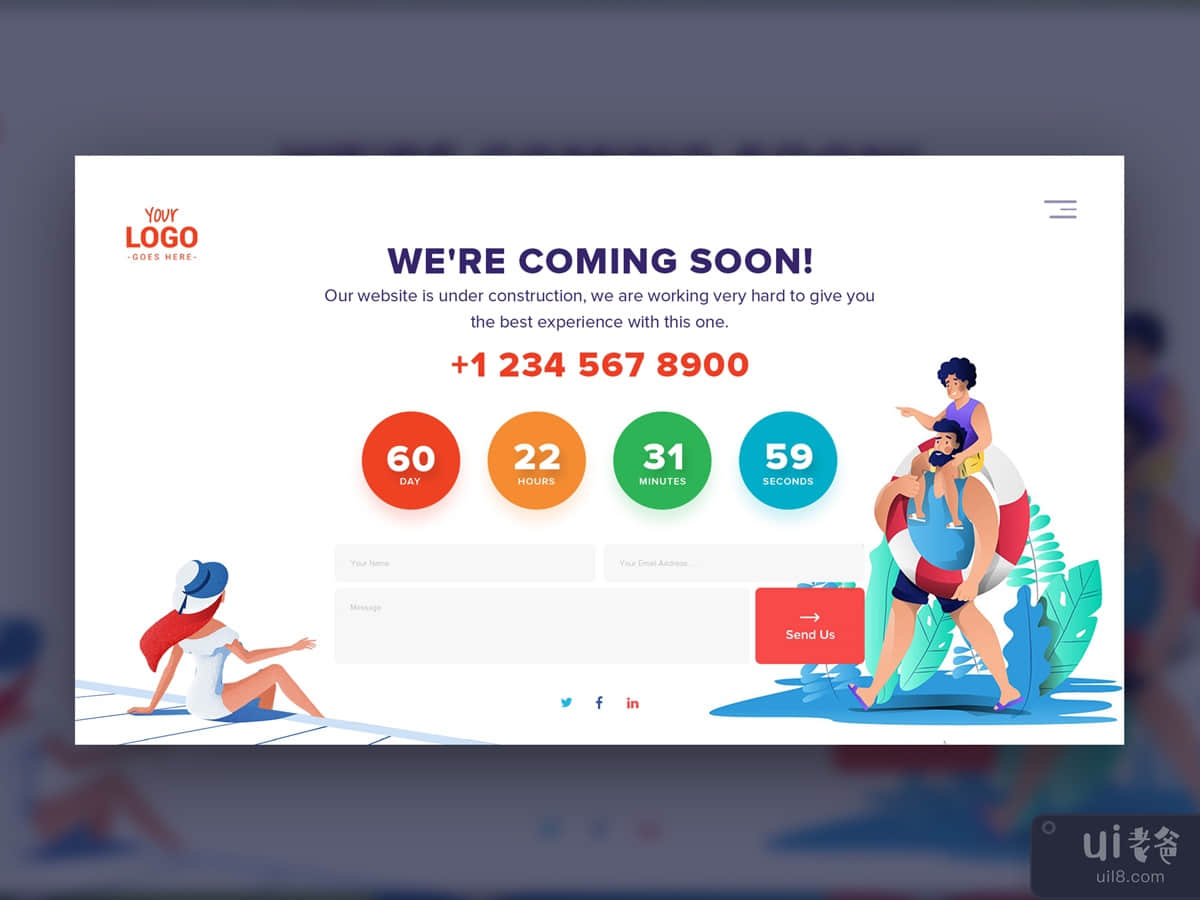 Coming soon or under construction web site page with vector illustration
