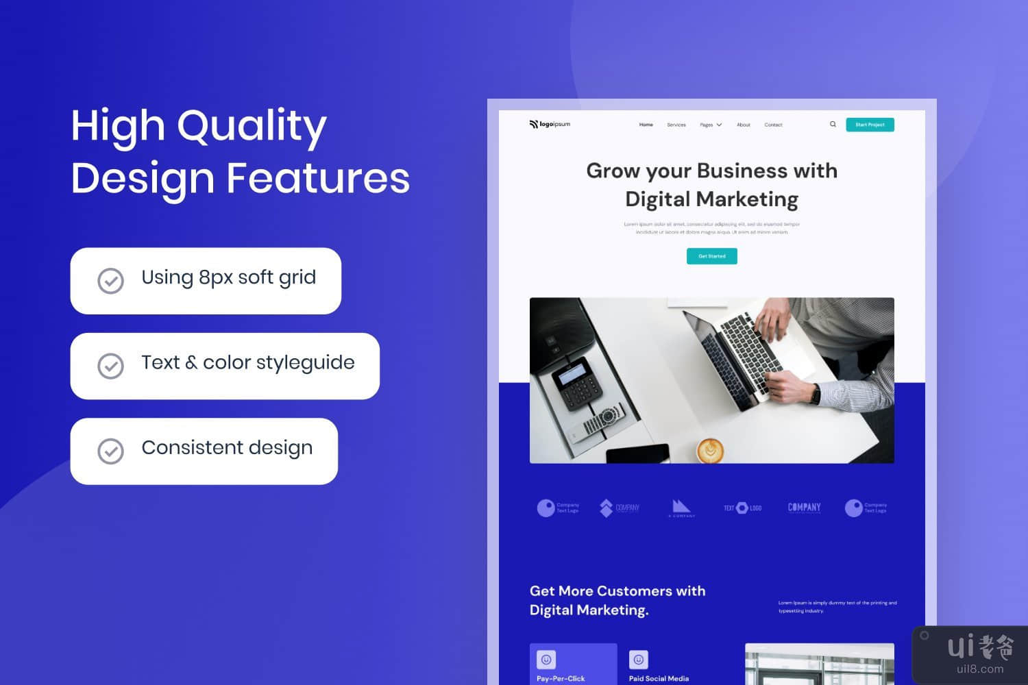 数字营销机构网站模板(Digital Marketing Agency Website Template)插图